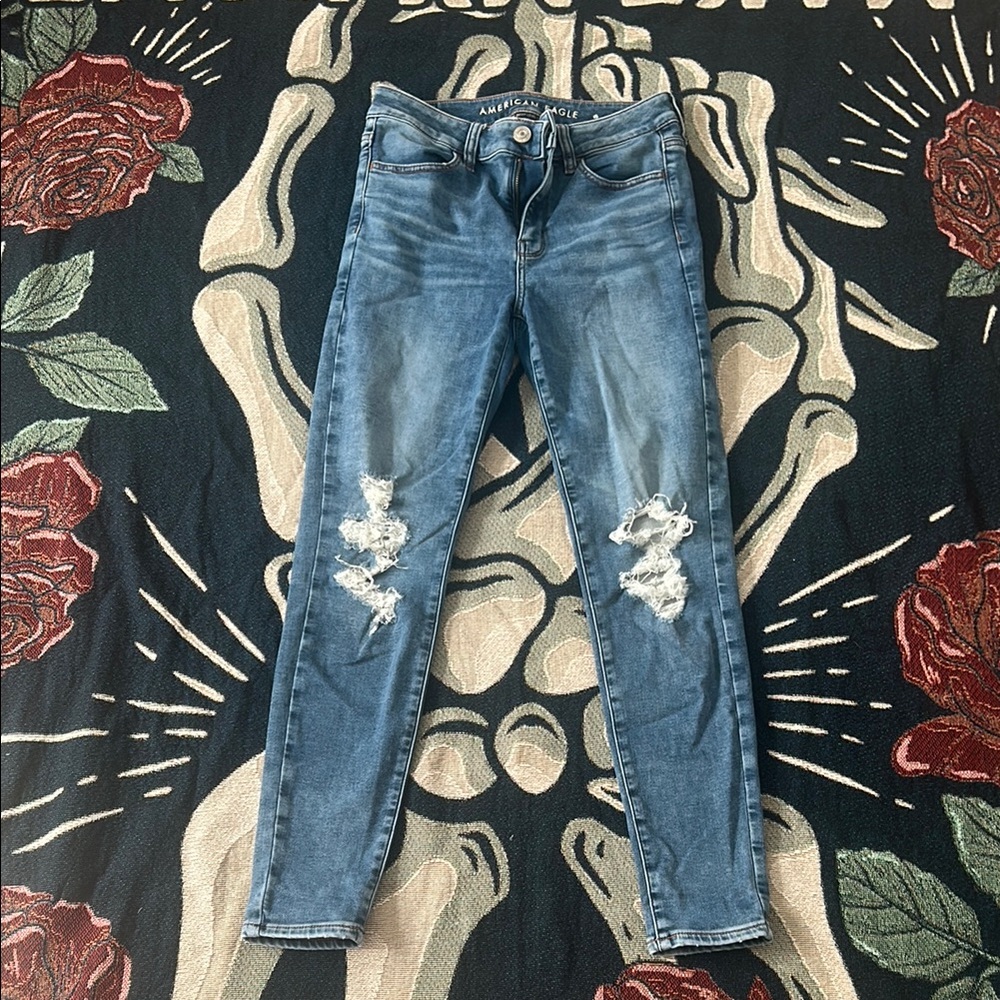 Women's Blue Distressed Jeans